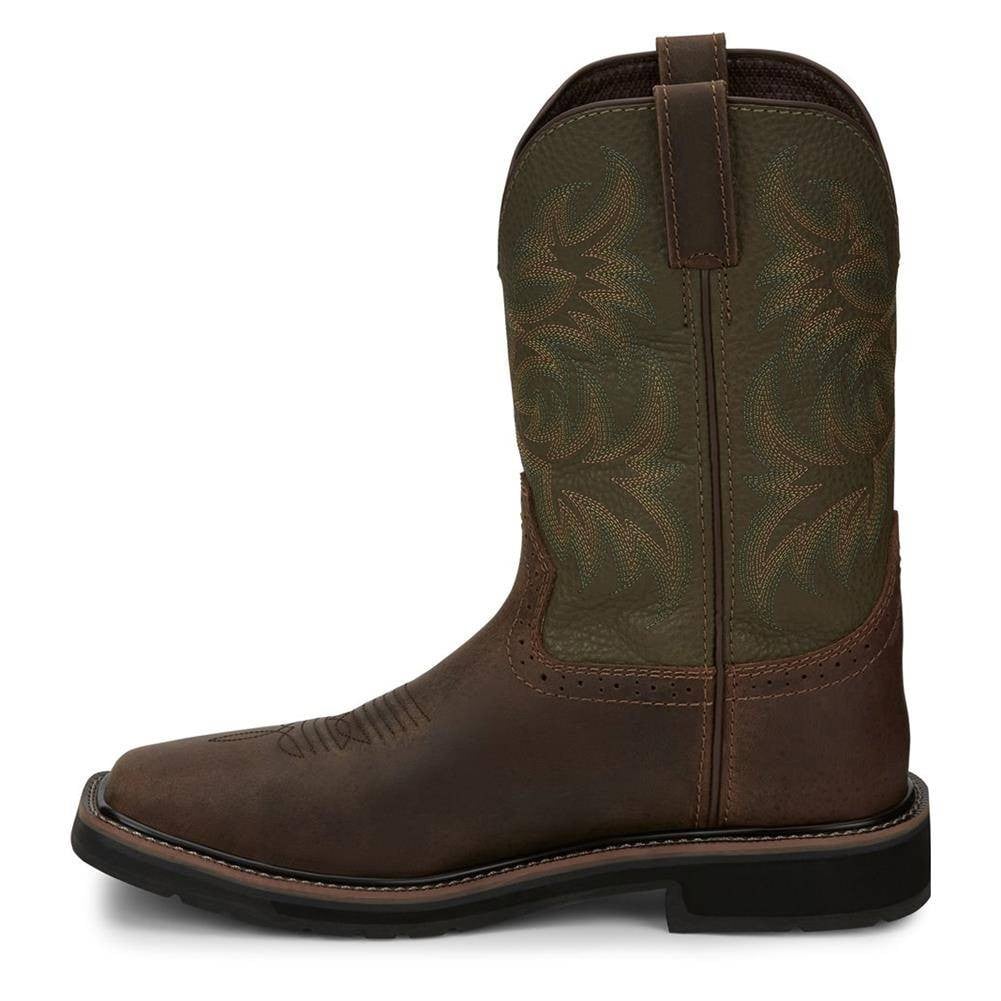 Men's Justin Original Work Boots 11" Driller Square Toe Steel Toe