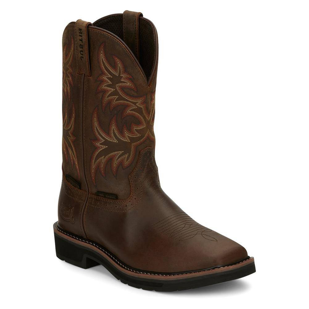 Men's Justin Original Work Boots 11" Driller Square Toe Steel Toe Waterproof