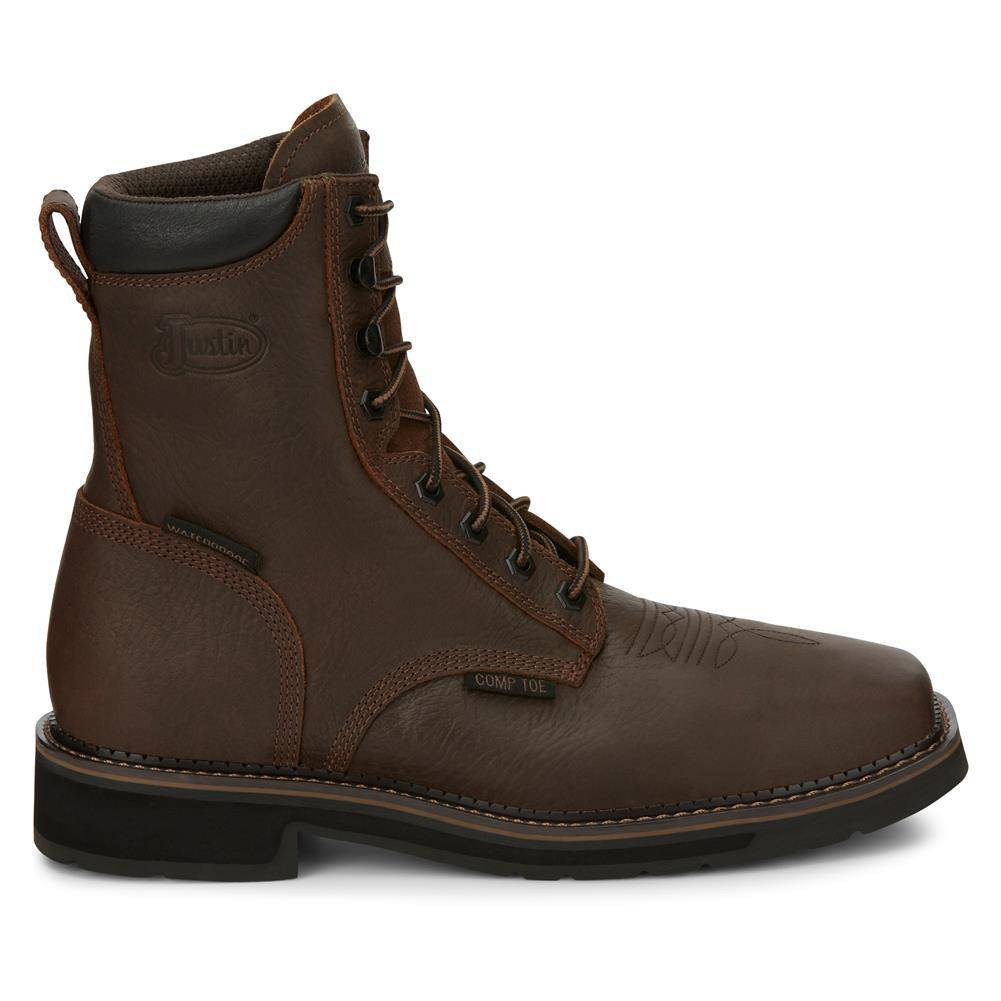 Men's Justin Original Work Boots 8" Driller Square Toe Composite Toe Waterproof