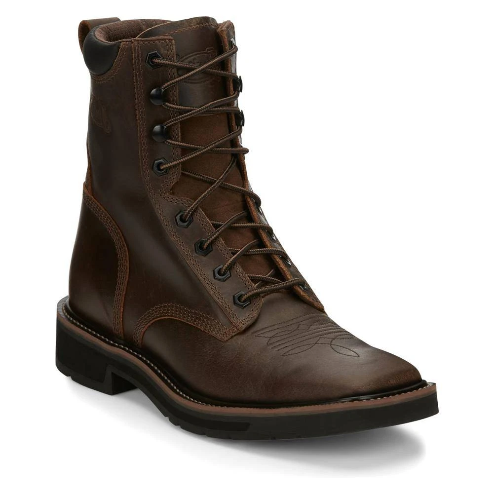 Men's Justin Original Work Boots 8" Pulley Square Toe