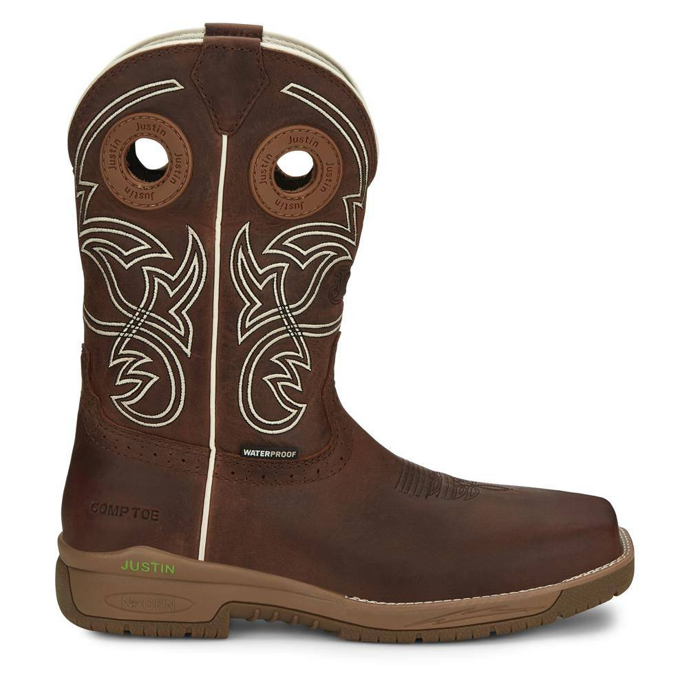 Men's Justin Original Work Boots 11" Waterproof Square Nano Composite Toe Boots