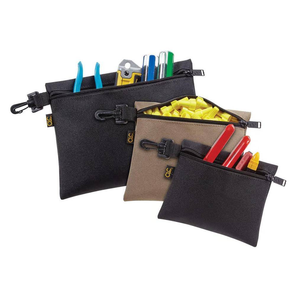 CLC Polyester Tool Pouch Set, 1.5" W x 9" H, Assorted Colors, 3 Piece