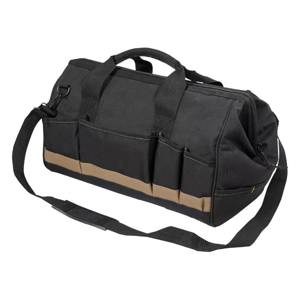 CLC Polyester Tool Bag, 11" W x 12" H, 25-Pocket, Black/Tan, 1 Piece