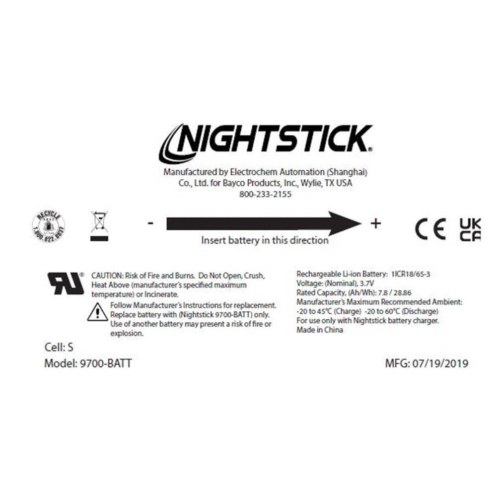 Nightstick Replacement NSR 9700 Series Battery