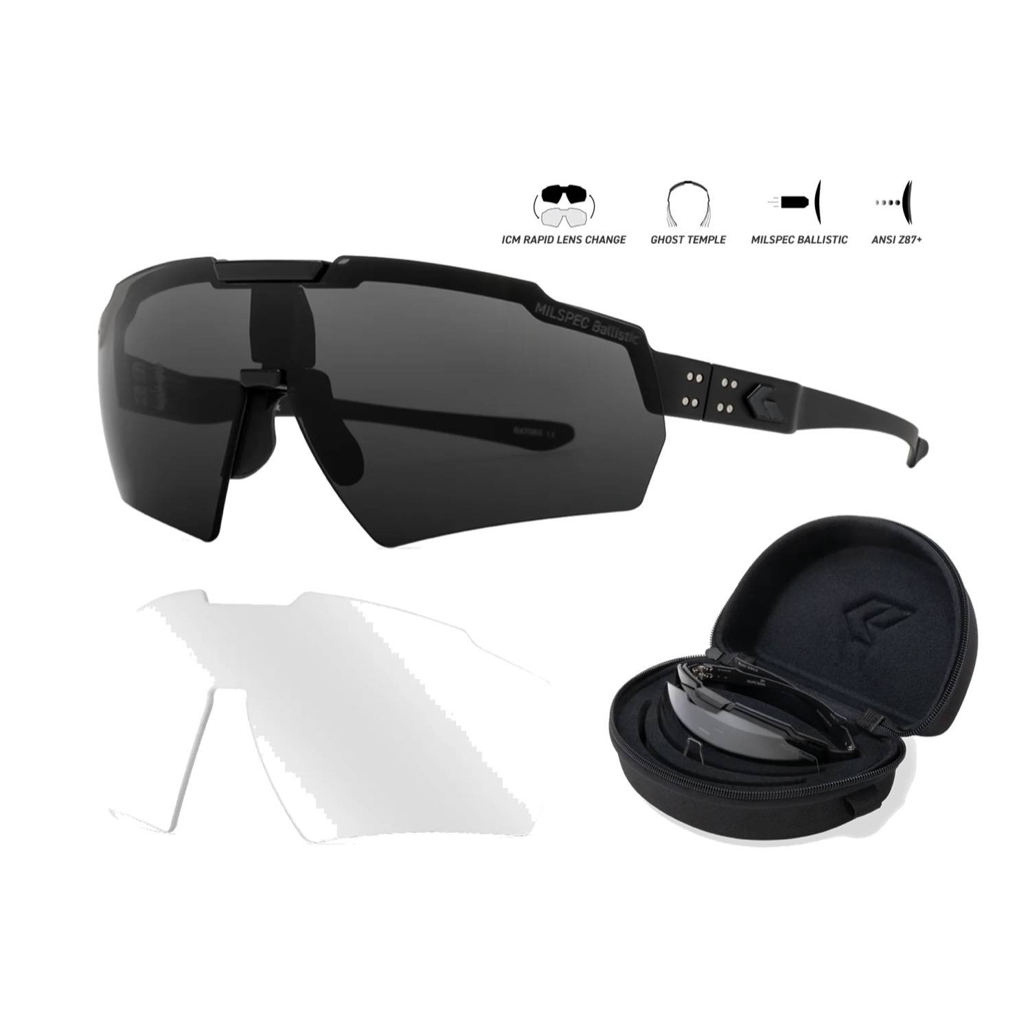 Gatorz Blastshield ANSI MILSPEC Sunglasses Array, Smoke & Clear Lenses
