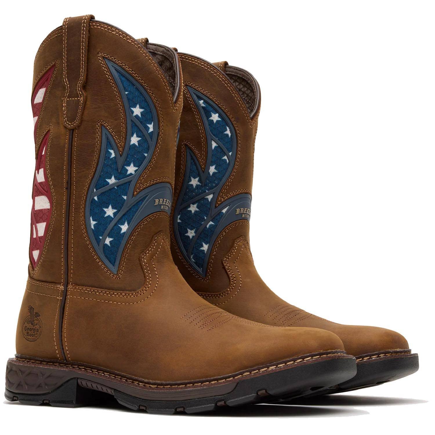 Georgia Men's Carbo-Tec FLX 11" Patriotic Alloy Toe Pull-On Work Boots