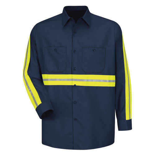 Men's Red Kap Enhanced Visibility Industrial Work Shirt Long Sleeve