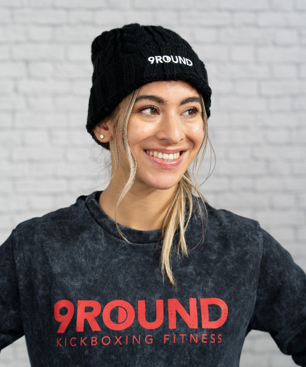 Convertible Cable Knit Pom Beanie | 9Round Kickboxing