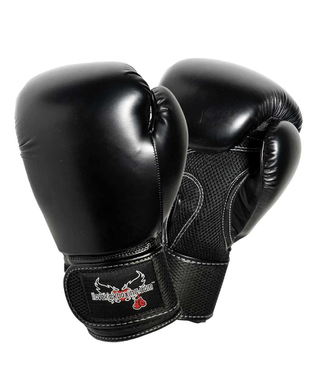 Old-School Black 12-Ounce Boxing Gloves