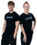 A man and woman wearing a black t-shirt that reads stronger on the front in blue and white text