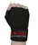 A hand held in the air in a fist with the back of the hand facing you and wearing a solid black boxing hand wrap A hand held in the air in a fist with the back of the hand facing you and wearing a solid black boxing hand wrap