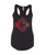 A flat lay image of a black racerback tank top that has the 9Round logo in the center surrounded by a red and grey diamond design