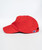 A side view of a red classic ball cap