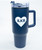 A navy blue tumbler with a clear lid and straw and a white heart that reads ILKB in the center for I Love Kickboxing