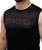 Person wearing a sleeveless black athletic shirt with 9ROUND printed in large letters across the chest.