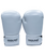 A pair of lgiht gray boxing gloves with 9ROUND Kickboxing Fitness printed on the wrist straps, displayed upright against a plain white background.