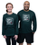 	 Two people stand side by side, smiling, wearing dark green shirts with the text Kickin It With My Squad printed on the front.