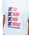 Person wearing a white t-shirt with text: EAT, SLEEP, KICK, and REPEAT, each in a checkbox, with all boxes checked. Text below reads I LOVE KICKBOXING.
