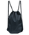 A plain black drawstring backpack with thin shoulder straps and a simple, unadorned design.