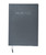 A closed gray notebook with 9ROUND embossed on the cover and a white ribbon bookmark peeking out from the bottom.