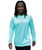 A man with long hair wears a mint green long-sleeve athletic shirt with 9ROUND printed on the front, standing against a plain white background.