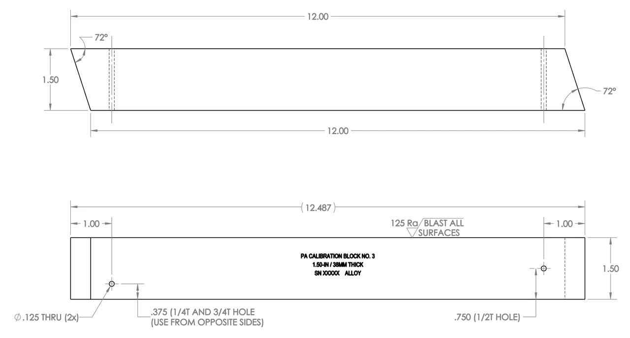 Phased Array Cal Block No. 3 (1.50-in. Thick) - PH Tool