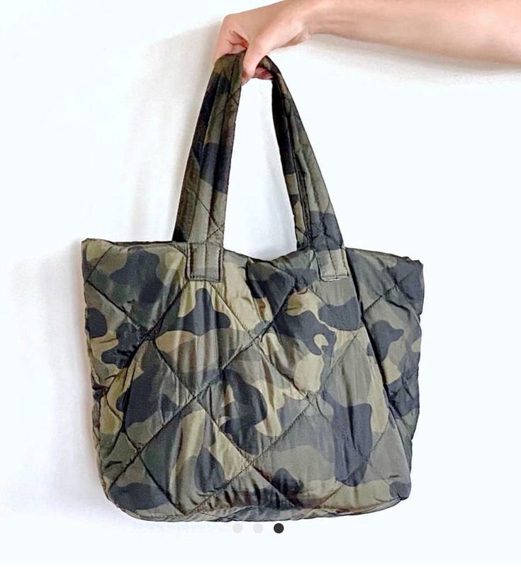 quilted camo tote bag