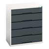 Verso 900mm high 5 drawer cabinet 800×550×900mm