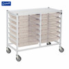 Classic Low Double White Trolley with 12 Shallow Antimicrobial Translucent Trays