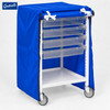 Classic Resuscitation Low Single Fixed Runner White Trolley with 4 Shallow Antimicrobial Translucent Trays