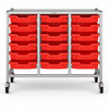 Science Bench Height Treble Trolley with 18 Shallow Trays