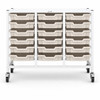 Science Bench Height Treble Trolley with 18 Shallow Trays