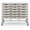 Science Bench Height Treble Trolley with 18 Shallow Trays