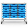 Science Bench Height Treble Trolley with 18 Shallow Trays