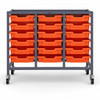 Science Bench Height Treble Trolley with 18 Shallow Trays