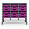 Science Bench Height Treble Trolley with 18 Shallow Trays