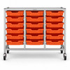 Science Bench Height Treble Trolley with 18 Shallow Trays