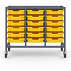 Science Bench Height Treble Trolley with 18 Shallow Trays