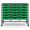 Science Bench Height Treble Trolley with 18 Shallow Trays