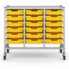 Science Bench Height Treble Trolley with 18 Shallow Trays