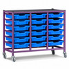 Science Bench Height Treble Trolley with 18 Shallow Trays