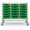 Science Bench Height Treble Trolley with 18 Shallow Trays