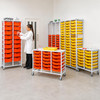 Science Bench Height Treble Trolley with 18 Shallow Trays