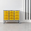 Science Bench Height Treble Trolley with 18 Shallow Trays