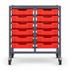 Science Bench Height Double Trolley with 12 Shallow Trays