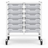Science Bench Height Double Trolley with 12 Shallow Trays