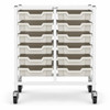 Science Bench Height Double Trolley with 12 Shallow Trays