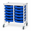 Science Bench Height Double Trolley with 12 Shallow Trays