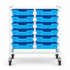 Science Bench Height Double Trolley with 12 Shallow Trays