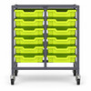 Science Bench Height Double Trolley with 12 Shallow Trays